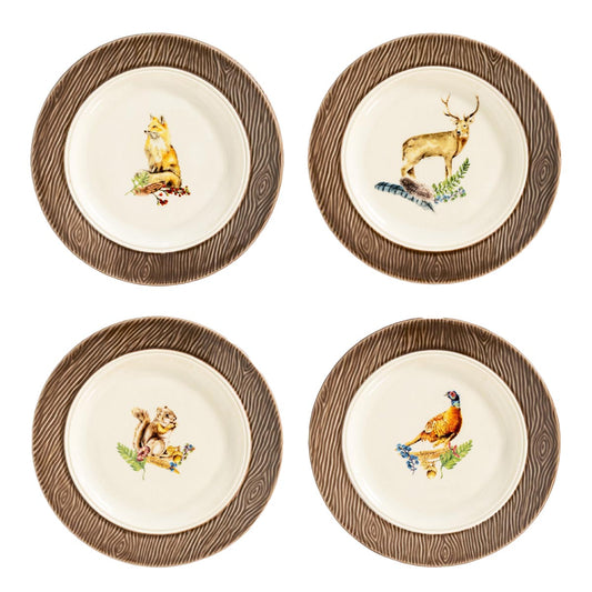 Forest Walk Animal Cocktail Plate Set/4