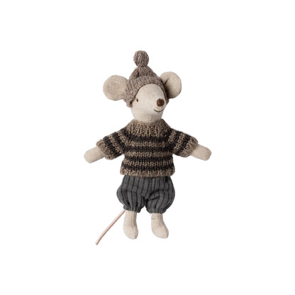 Maileg Winter mouse with ski set, Big brother - Grey - La Petite Maison