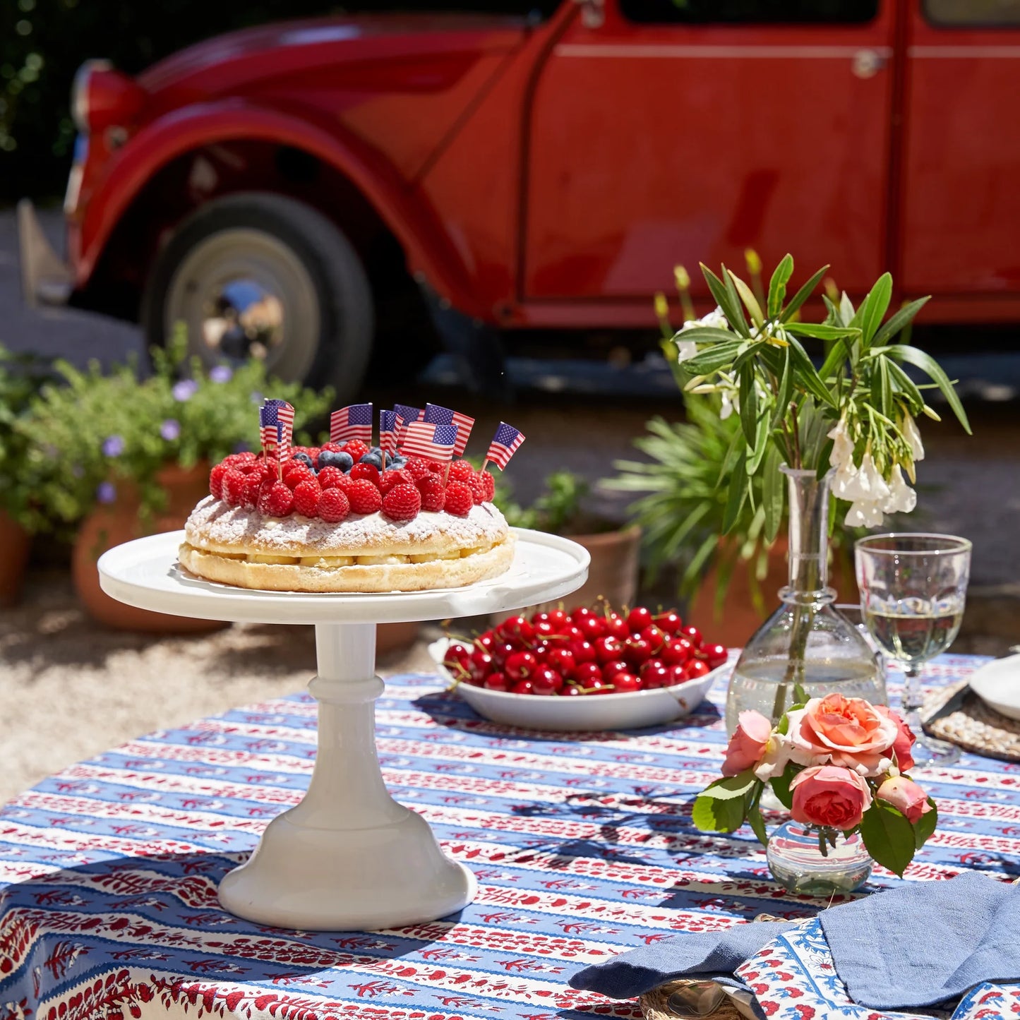 Couleur Nature Provence Tablecloth Red & Blue