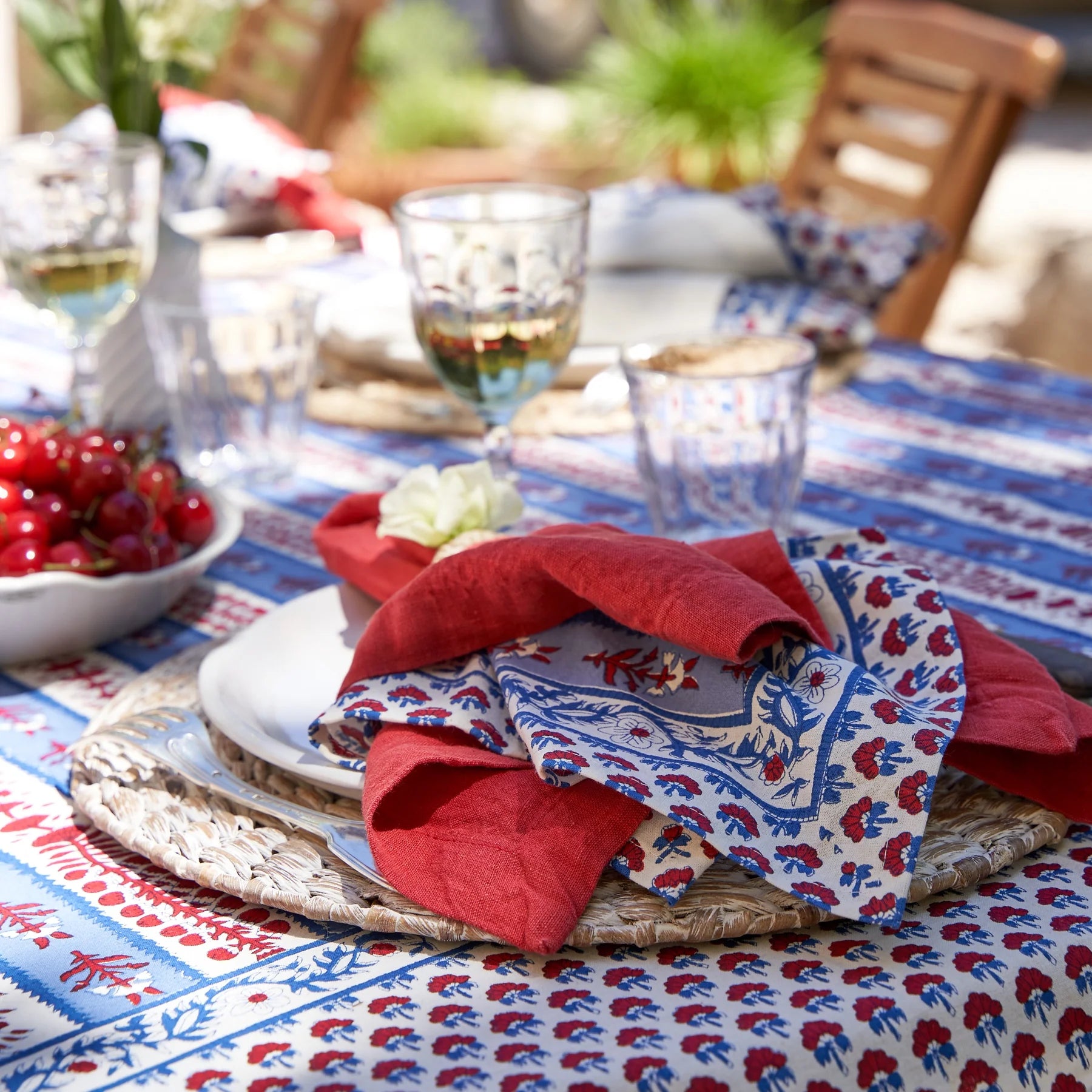 Couleur Nature Provence Tablecloth Red & Blue