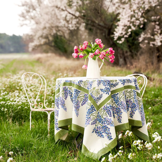 Couleur Nature Wisteria Tablecloth Blue & Green