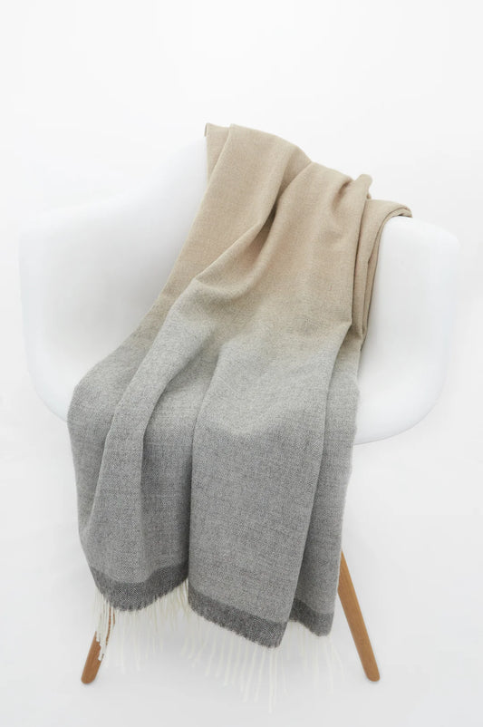 Thread + Butter Alpaca Ombre Throw - Tan/Grey - La Petite Maison