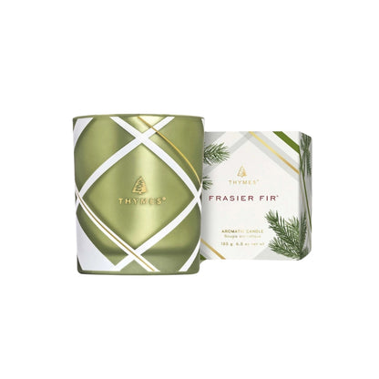 Thymes Frasier Fir Frosted Plaid Poured Candle